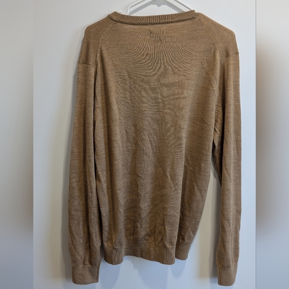 NWT Van Heusen Men's VNeck Merino Wool Blend Long Sleeve Ltweight Tan Sweater, L - Picture 7 of 7